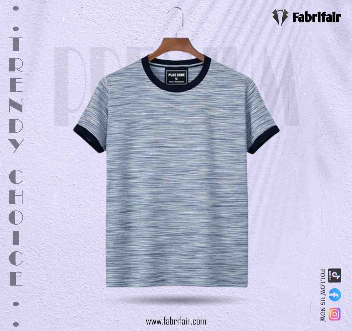 Mens Premium Cotton T-Shirt - Fabrifair Horizon Striped